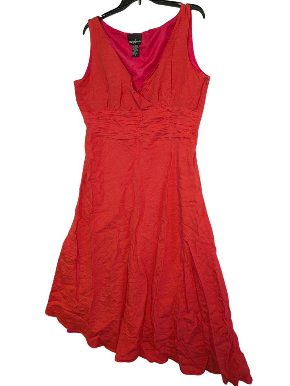 Positive Attitude Womens Red Sleeveless Linen Blend Dress Size 16